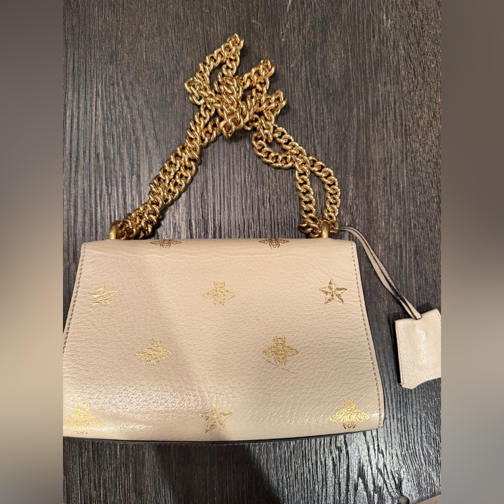 GUCCI Padlock Bee Leather Shoulder Bag Ivory - Picture 7 of 16